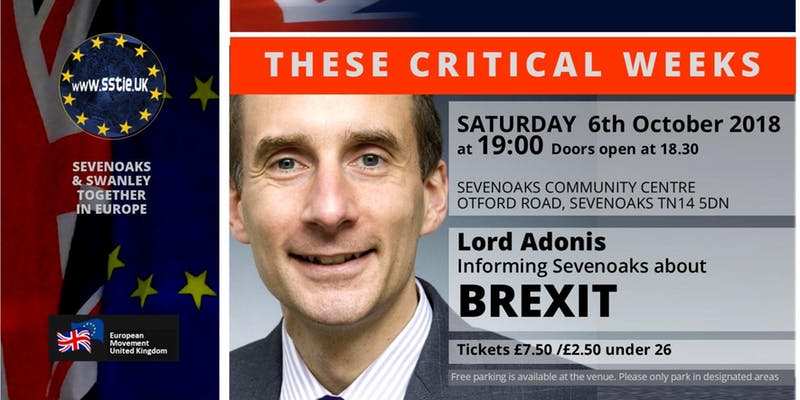 Lord Adonis speaking on “These Critical Weeks” – 6 October 2018.